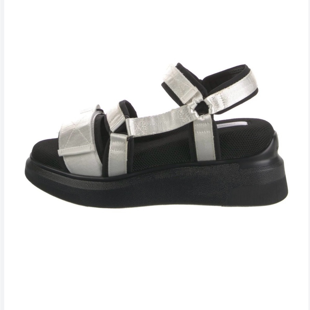 SUZANNE RAE ESPADRILLES White Sport Sandal with Black Platform Sole